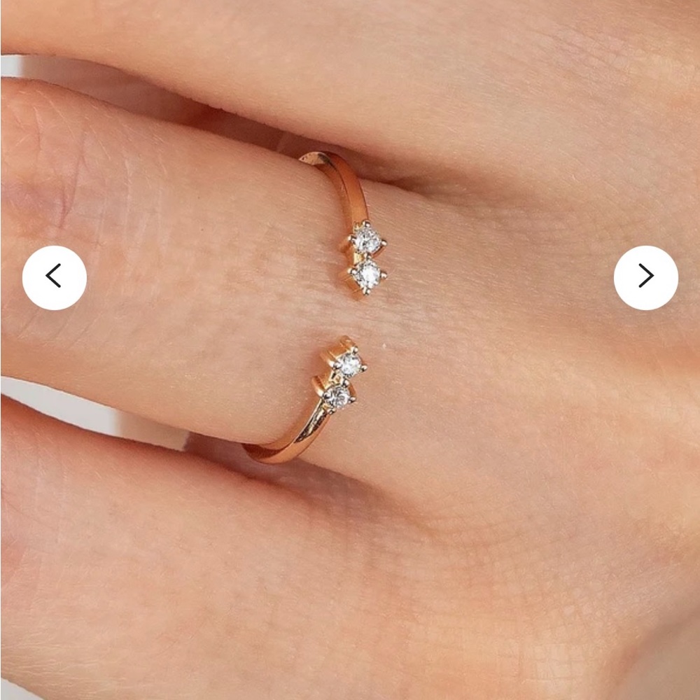 Mind The Gap Ring - open double diamond, white gold, size 6.5